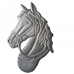 This single-face, 14 5/8 in. x 9 5/8 in. cast aluminum horse is made with steel weld tabs for easy installation. It is light-weight, yet durable for a variety of projects.