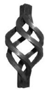 Forged steel basket - Wrought iron ornamental curled basket can enhance the look of any steel fence, stair railing, gate, or door, since it can be added to a post or baluster, making them more beautiful. Our stock number 68-528