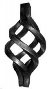 Forged Steel Baskets 68-532 - Wrought iron twirled basket piece can decorate and enhance the look of pickets, balusters, or posts used in a fence, a stair railing, or a gate.