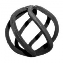 Forged Steel Baskets 68-550 -  Forged steel curled round shape basket. This wrought iron curled ball basket adds  a nice decorative touch to any plain steel baluster, post  or picket used in a fence or a gate. 