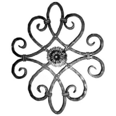 This 20 1/2" x 17" steel scroll panel has rosettes embedded on both sides and is forged with 1/2" hammered square bar.