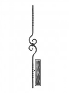 Twisted Pickets 65-570 - Two steel ornamental canes twisted in the center, joined together.