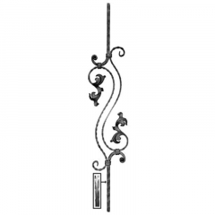 Hammered Pickets SUI65-650L - With ornamental scroll with leaves.