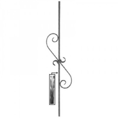 Hammered Pickets SUI65-650L - With decorative hammered flat bar scroll.