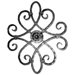 This 20 1/2" x 17" steel scroll panel has rosettes embedded on both sides and is forged with 1/2" hammered square bar.