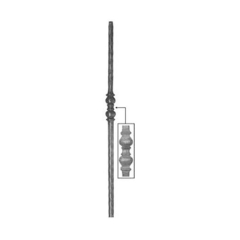 Forged Newel Posts 64-130 - With a two-ball and a collar decorative piece.
