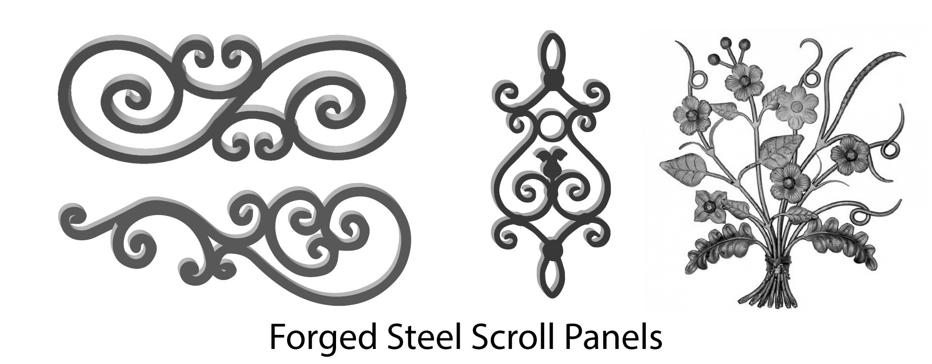 Wrought Iron Scrolls, Forged Steel Scroll Panels. Wide variety and Excellent Quality from Superior Ornamental Supply.