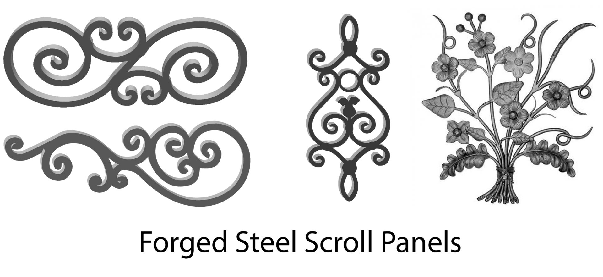 Wrought Iron Scrolls, Forged Steel Scroll Panels. Wide variety and Excellent Quality from Superior Ornamental Supply.